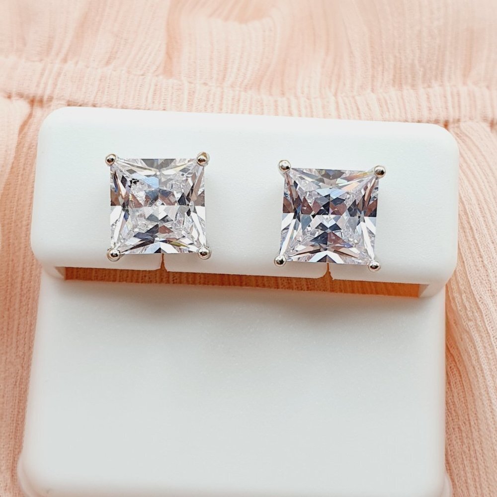 8MM S925 Sterling Silver CZ Stud Earrings for Women/Girl, US19251038